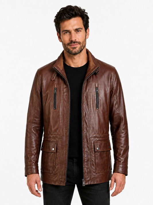 Chris Herren Lederparka in Braun